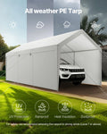 Carport 12x20FT Heavy Duty Car Shelter Sidewalls Grey