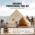 Canvas Bell Tent 5m 4-Season Camping Yurt with Stove Jack