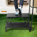 RV Steps 2-Step Carbon Steel Stairs Handrail 199kg Load Capacity