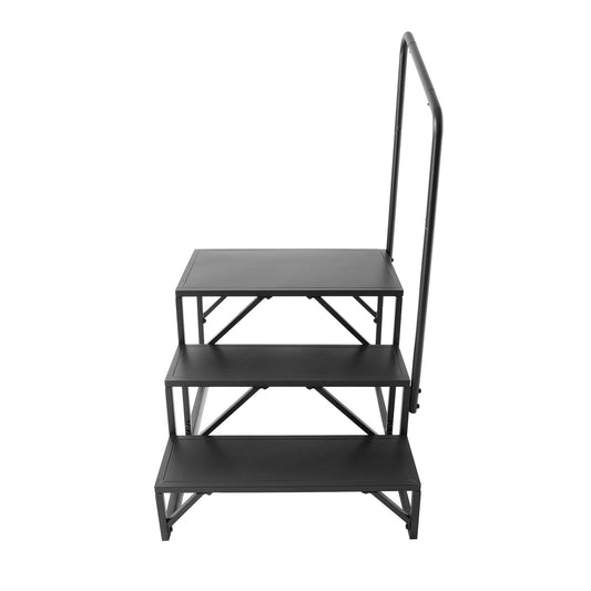 RV Steps, 3-Step RV Stairs, 199.58KGS Load Capacity, Thickened Carbon Steel, With Handrail, Non-Slip Steps for Safe Entry and Exit, Suit for RV, Trailer, Camper Steps