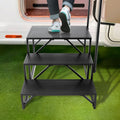 RV Steps 3-Step Carbon Steel Stairs with Handrail 199.58KG Capacity