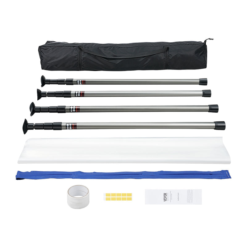 Dust Barrier Poles 10ft 4pc Telescoping Magnetic Zipper Plastic Film