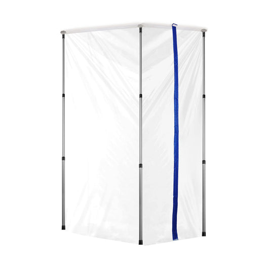 Dust Barrier Poles, 12 Ft Barrier Poles, Dust Barrier System with 4 Telescoping Poles, Magnetic Zipper, Carry Bag and 32.8x13.12 Ft Plastic Film, for Interior Decoration, Painting