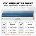RV Awning Fabric Replacement, 3.72m Fabric Length for 3.96mAwning, Heavy Duty 3-Ply 16oz PVC Camper Awning Fabric, Waterproof & UV Protection Outdoor Canopy for RV, Trailer, Motorhome, Blue Fade