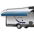 RV Awning Fabric Replacement, 3.72m Fabric Length for 3.96mAwning, Heavy Duty 3-Ply 16oz PVC Camper Awning Fabric, Waterproof & UV Protection Outdoor Canopy for RV, Trailer, Motorhome, Blue Fade