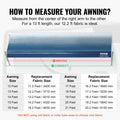 RV Awning Fabric 3.72m 16oz PVC Waterproof UV Protection Blue