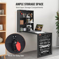Wall Mounted Folding Desk w/ Chalkboard Storage Space Saving
