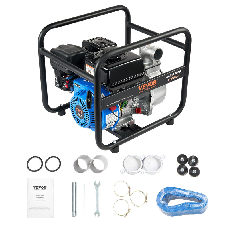 Gasoline Water Pump 50mm 6.5HP 4-Stroke Gas Powered Transfer