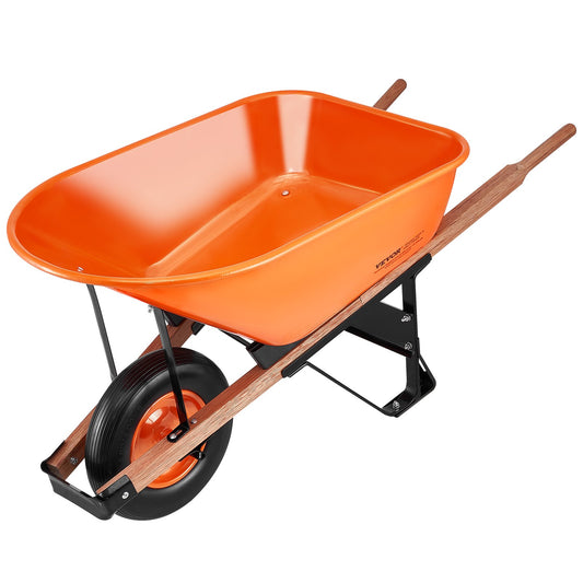 Wheelbarrow 6 Cu Ft One Wheel Garden Dump Cart 330lbs Utility