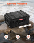 Weatherproof Hard Case 2.5 Cu.ft IP67 Rolling Wheels Black