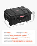 Weatherproof Hard Case 2.5 Cu.ft IP67 Rolling Wheels Black