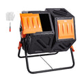 Compost Bin 37 Gal Dual-Chamber Tumbler Rotating Sliding Doors