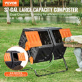 Compost Bin 37 Gal Dual-Chamber Tumbler Rotating Sliding Doors