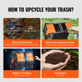 Compost Bin 37 Gal Dual-Chamber Tumbler Rotating Sliding Doors