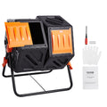 Compost Bin 37 Gal Dual-Chamber Tumbler Rotating Sliding Doors