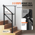 2x Handrail Outdoor Porch Deck Black Square Tube Seniors Safety