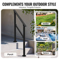 2x Handrail Outdoor Porch Deck Black Square Tube Seniors Safety