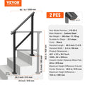 2x Handrail Outdoor Porch Deck Black Square Tube Seniors Safety