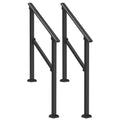 2x Handrail Outdoor Porch Deck Black Square Tube Seniors Safety