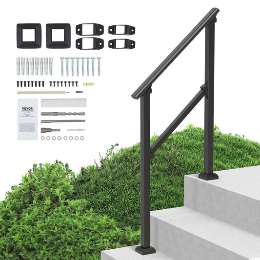 Handrail 2-3 Step Stair Carbon Steel Black Outdoor Porch Deck