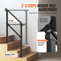 Handrail 2-3 Step Stair Carbon Steel Black Outdoor Porch Deck