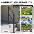 Handrail 2-3 Step Stair Carbon Steel Black Outdoor Porch Deck
