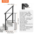 Handrail 2-3 Step Stair Carbon Steel Black Outdoor Porch Deck