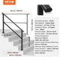 Carbon Steel Handrails 4-5 Steps Outdoor Stairs Rails Black Kit