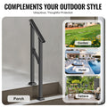 Handrails 1-2 Step Stair Rail Kit Carbon Steel Black Outdoor