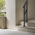 Handrails 1-2 Step Stair Rail Kit Carbon Steel Black Outdoor