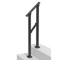 Handrails 1-2 Step Stair Rail Kit Carbon Steel Black Outdoor