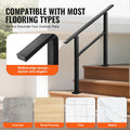 2-3 Step Stair Rail Kit Black Carbon Steel Handrail Concrete Deck