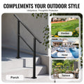 2-3 Step Stair Rail Kit Black Carbon Steel Handrail Concrete Deck