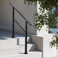 2-3 Step Stair Rail Kit Black Carbon Steel Handrail Concrete Deck