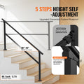 Handrails Outdoor Steps 5 Step Stair Rail Kit Carbon Steel Black