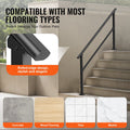 Handrails Outdoor Steps 5 Step Stair Rail Kit Carbon Steel Black