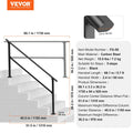 Handrails Outdoor Steps 5 Step Stair Rail Kit Carbon Steel Black