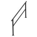 Handrails Outdoor Steps 5 Step Stair Rail Kit Carbon Steel Black