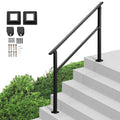 4-5 Step Stair Handrail Black Carbon Steel Outdoor Deck Concrete Rail