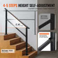 4-5 Step Stair Handrail Black Carbon Steel Outdoor Deck Concrete Rail