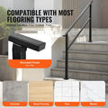 4-5 Step Stair Handrail Black Carbon Steel Outdoor Deck Concrete Rail