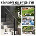 4-5 Step Stair Handrail Black Carbon Steel Outdoor Deck Concrete Rail