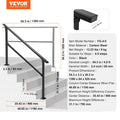 4-5 Step Stair Handrail Black Carbon Steel Outdoor Deck Concrete Rail