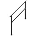 4-5 Step Stair Handrail Black Carbon Steel Outdoor Deck Concrete Rail