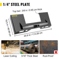 Skid Steer Mount Plate 6.35mm Steel Quick Attach 1360kg