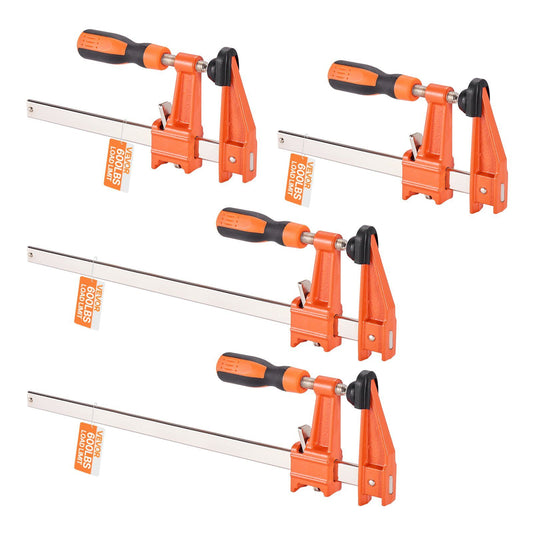 Bar Clamps for Woodworking, 2-Pack 15.24 cm and 2-Pack 30.48 cm, Lockable F-Clamp with 272 kg Load Limit, 63.5 mm Depth, Cast Iron and Carbon Steel, Wood Clamps for Woodworking Metal Working