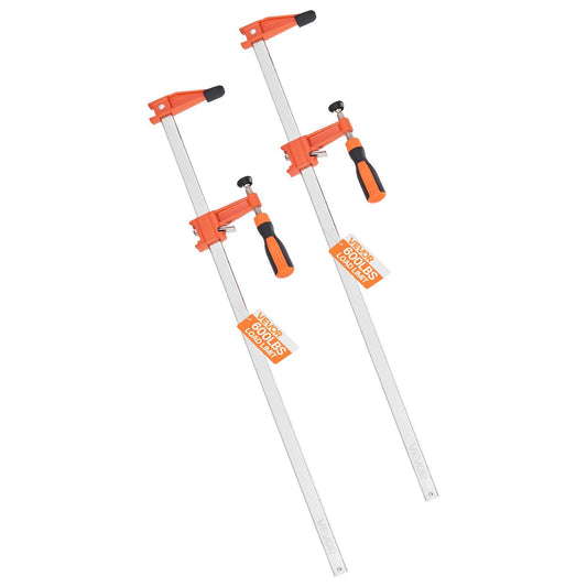 Bar Clamps for Woodworking, 2-Pack 610 mm Opening, Lockable F-Clamp with 272 kg Load Limit, 63.5 mm Depth, Cast Iron and Carbon Steel, Easy to Use, Wood Clamps for Woodworking Metal Working