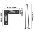 711.2MM Hairpin Furniture Legs, Metal Home DIY Projects for Nightstand, Coffee Table, Desk, 226.8KG Load Capacity with Rubber Floor Protectors, Metal Heavy Duty Sturdy Modern Table Legs, 4PCS