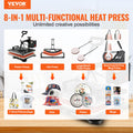 1400W Heat Press 8 in 1 Sublimation 12x15in Steel Frame