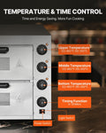 Commercial Pizza Oven Countertop, 16-Inch Double Deck Layers, Stainless Steel Electric Pizza Oven with Stone and Handle, Multipurpose Indoor Pizza Maker for Restaurant Home Pretzels Baked